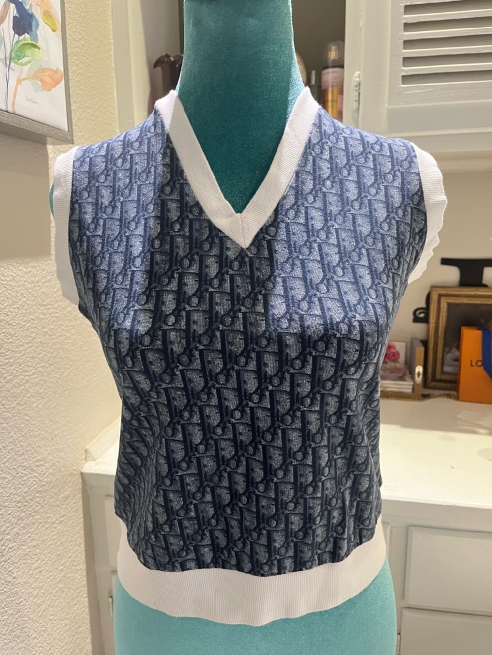 Vintage Dior Blue Monogram Top